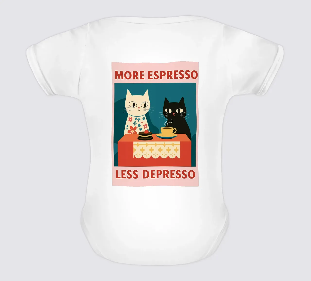 gatto più espresso meno despresso body neonato maniche corte da Avocadoz