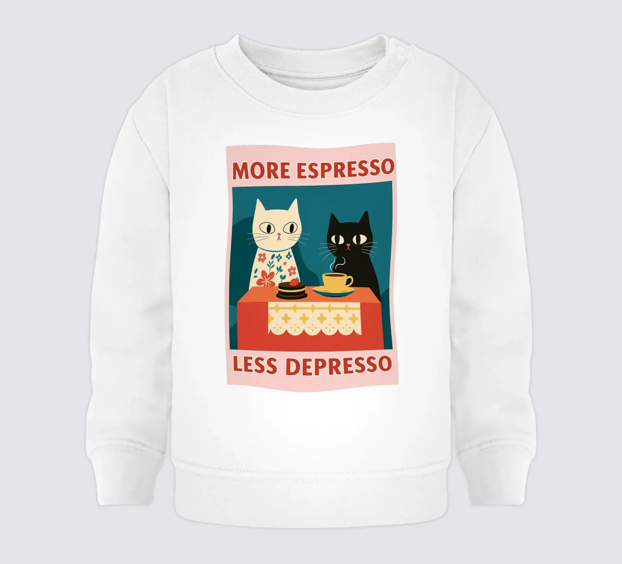 gatto più espresso meno despresso felpa neonato da Avocadoz
