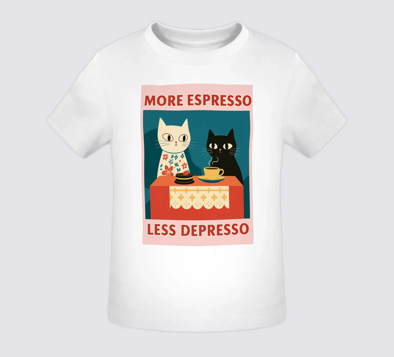 gatto più espresso meno despresso maglietta neonato da Avocadoz