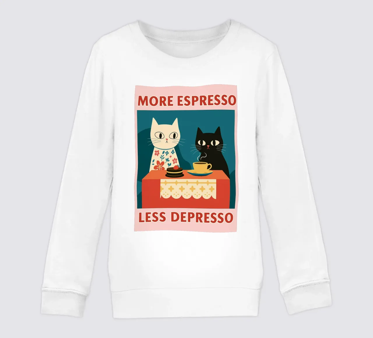 gatto più espresso meno despresso felpa bambino da Avocadoz