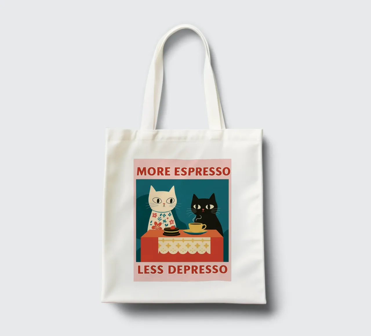 gatto più espresso meno despresso borsa in juta da Avocadoz