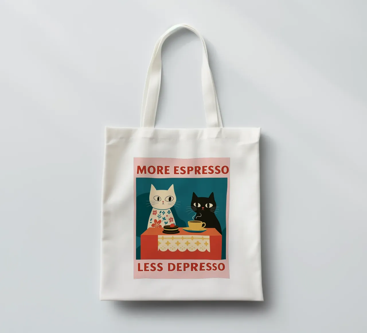 gatto più espresso meno despresso borsa in juta da Avocadoz