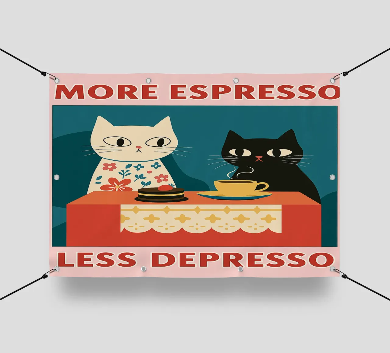 gatto più espresso meno despresso telo in pvc da Avocadoz