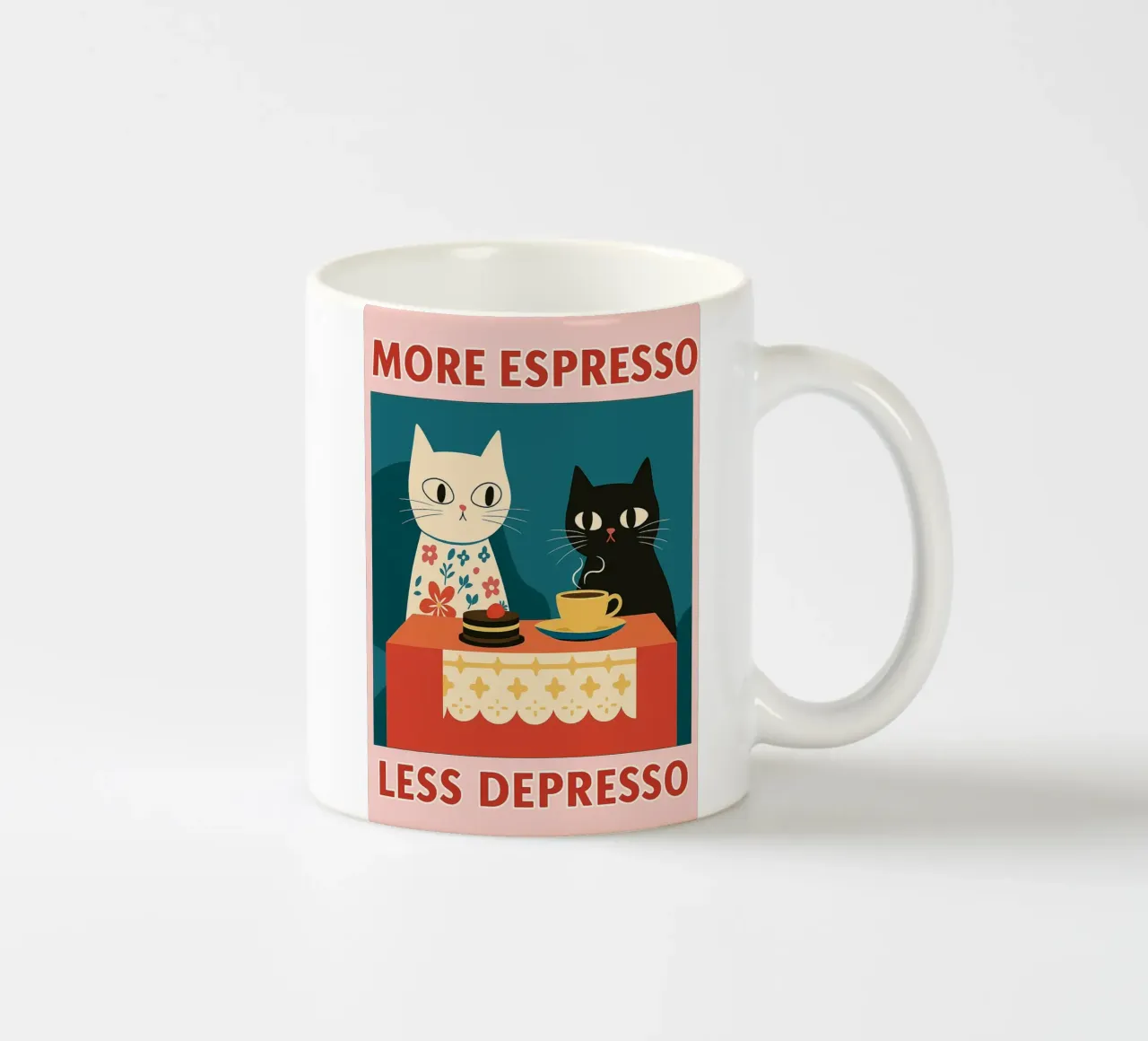 gatto più espresso meno despresso tazza in ceramica da Avocadoz