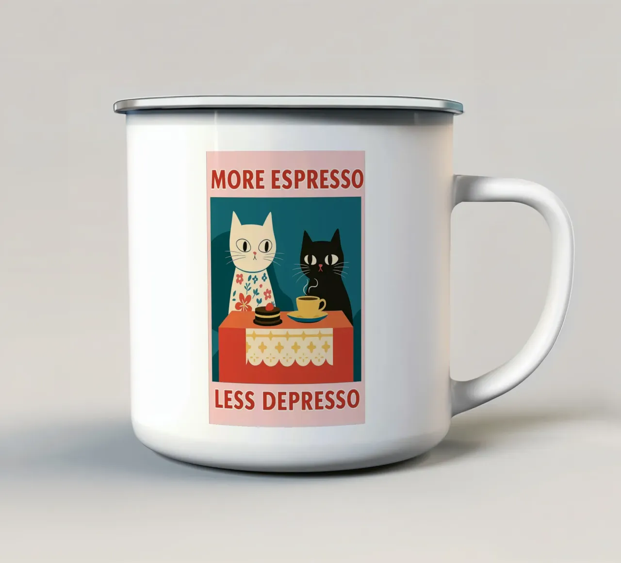 gatto più espresso meno despresso tazza in smalto da Avocadoz