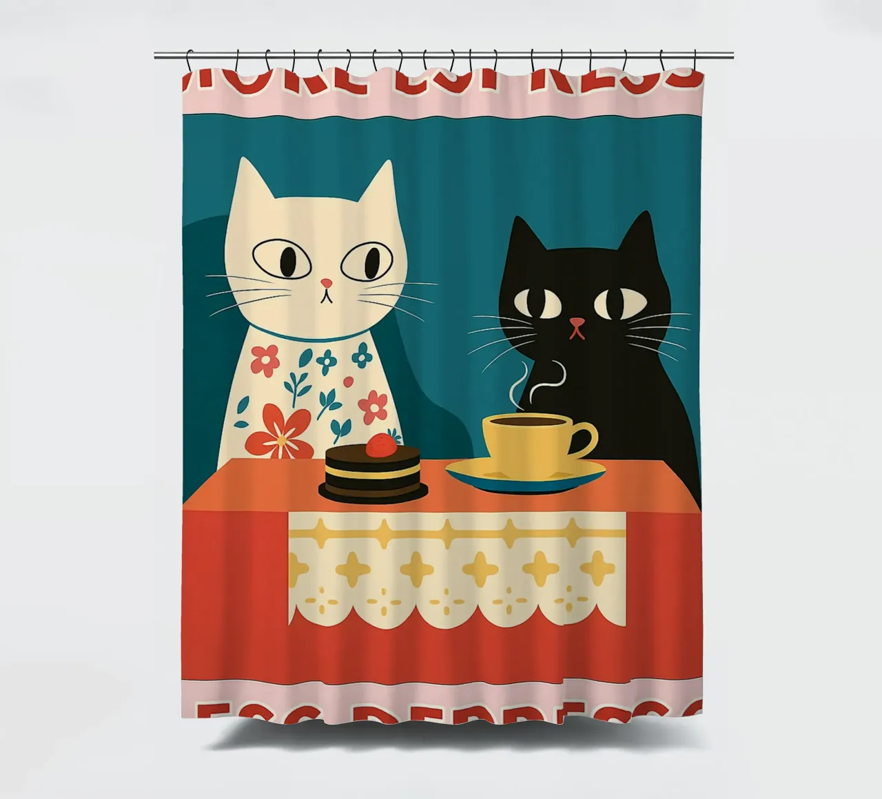gatto più espresso meno despresso tenda da doccia da Avocadoz