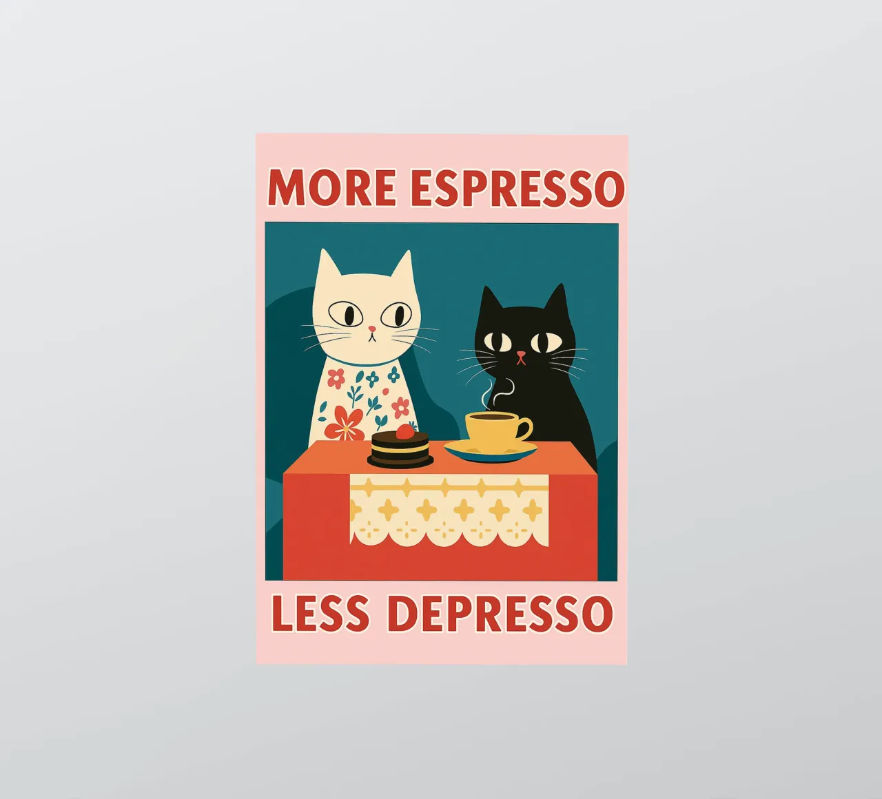 gatto più espresso meno despresso adesivo da Avocadoz