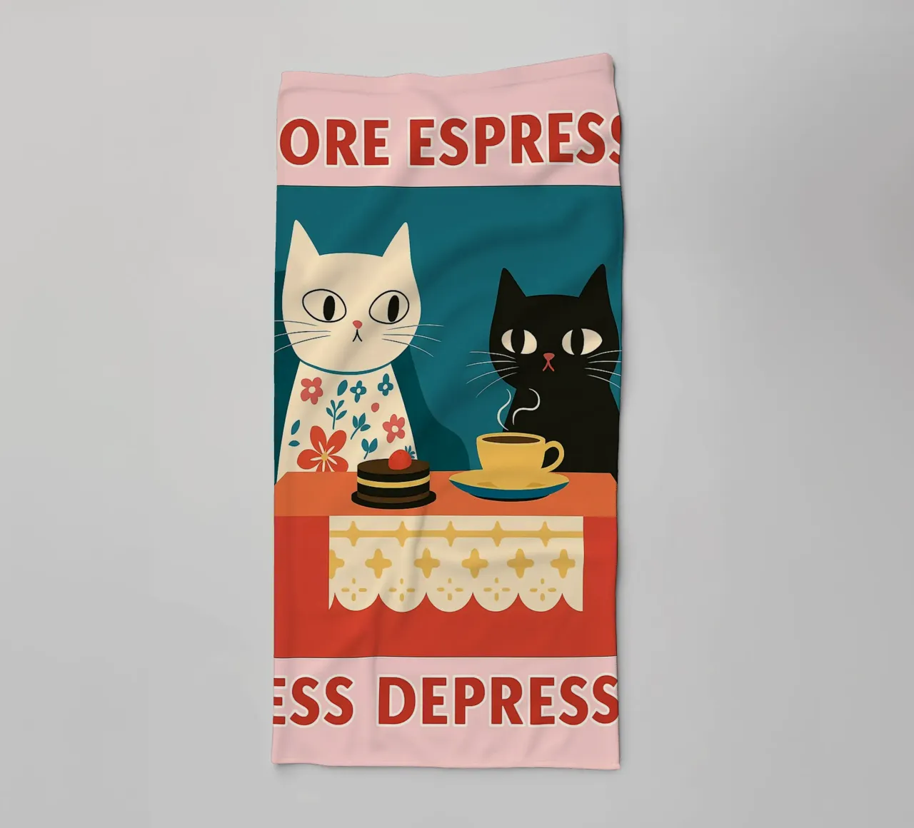 cat more espresso less despresso towel by Avocadoz