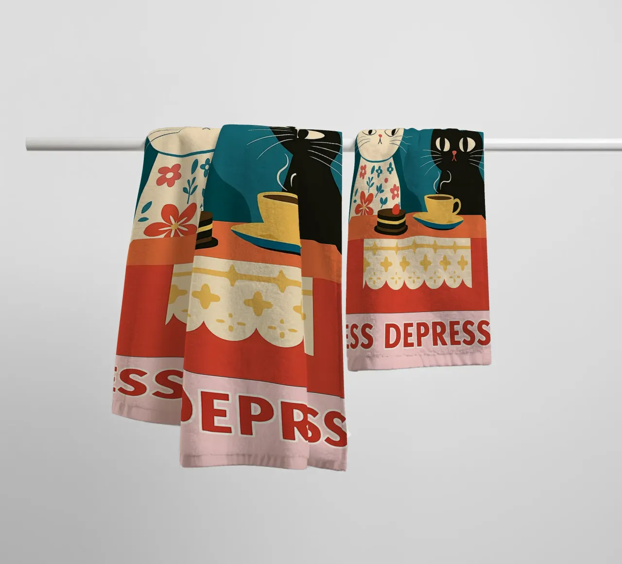 cat more espresso less despresso towel by Avocadoz