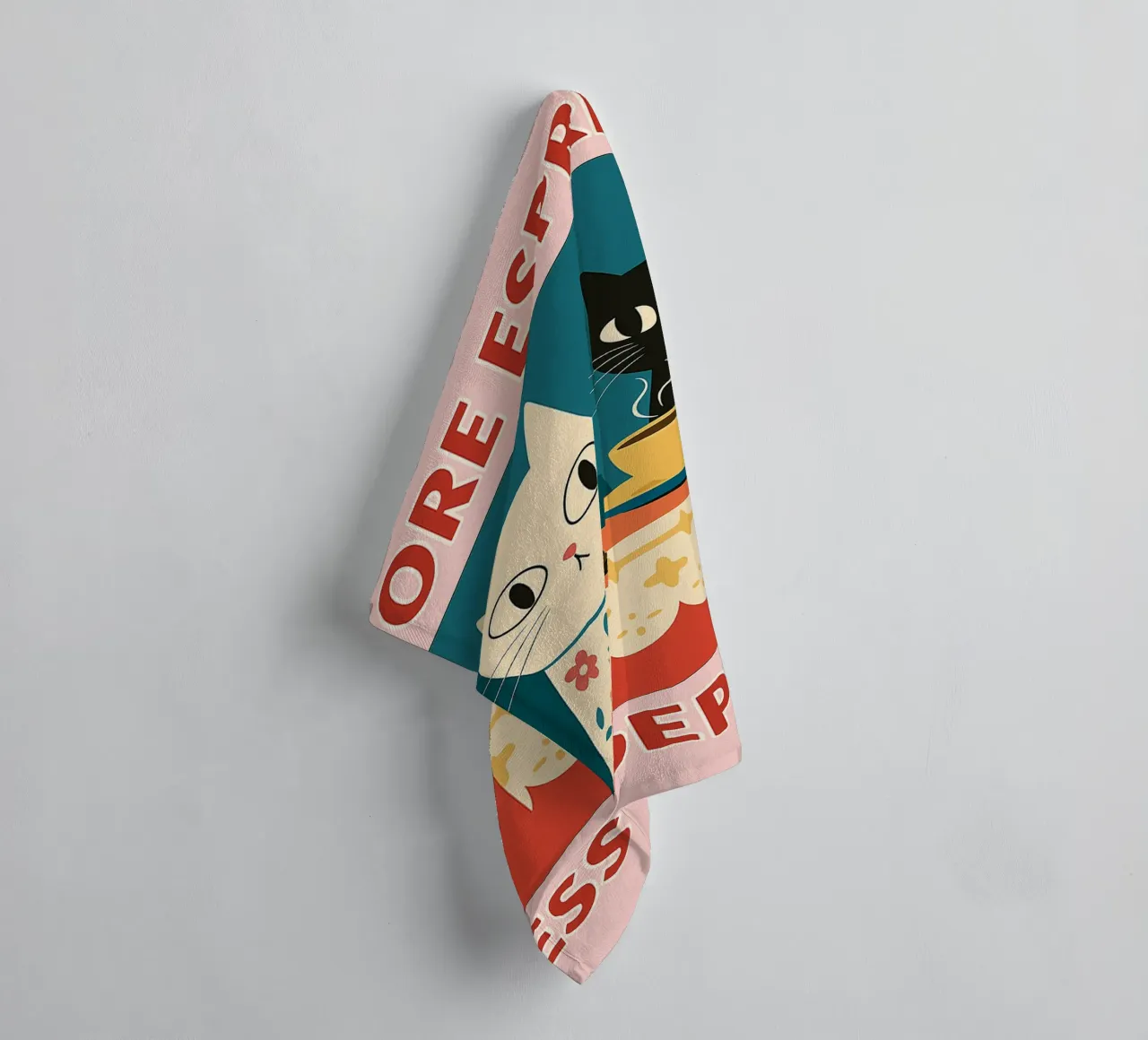 cat more espresso less despresso towel by Avocadoz