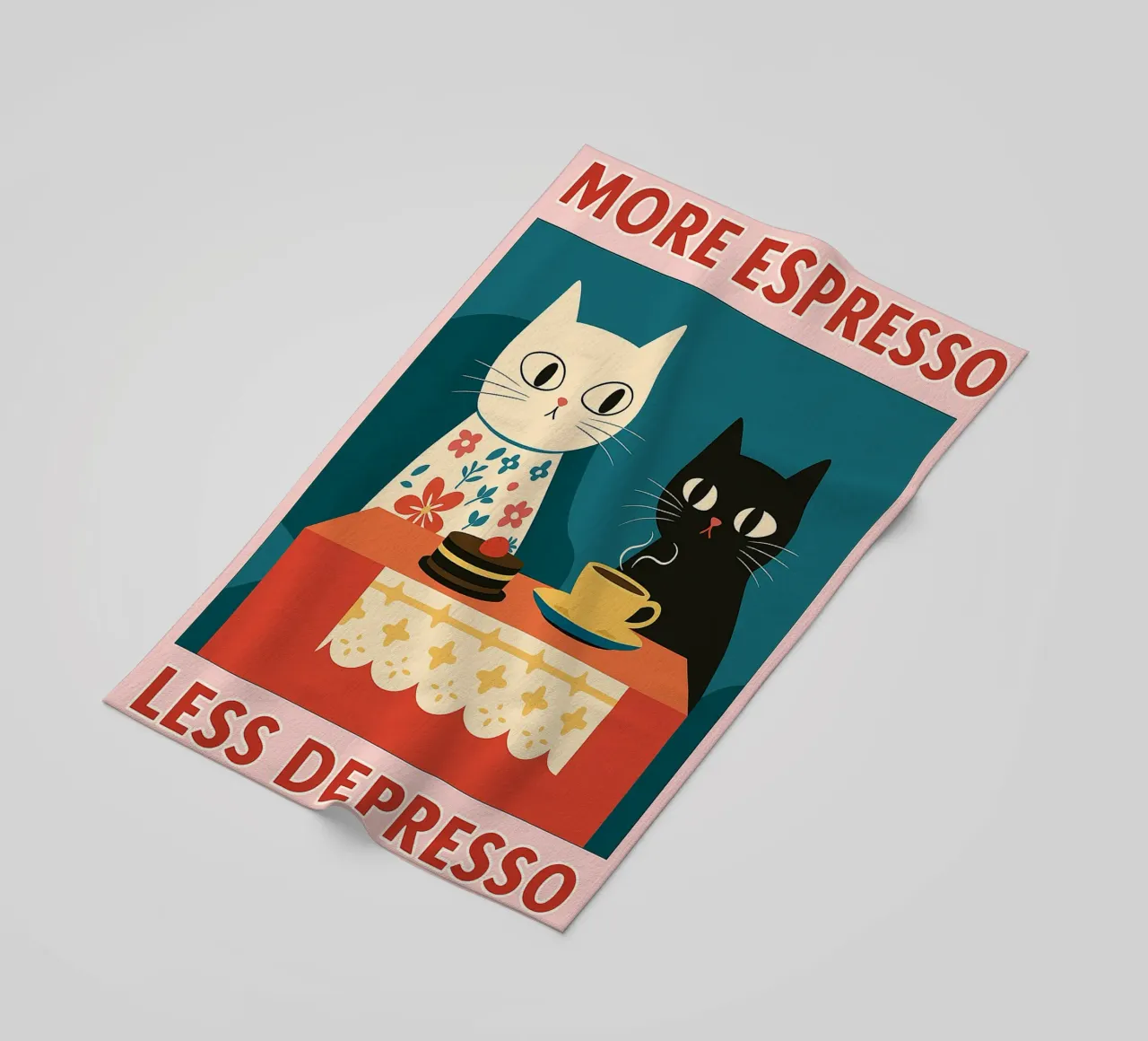 gatto più espresso meno despresso telo mare da Avocadoz