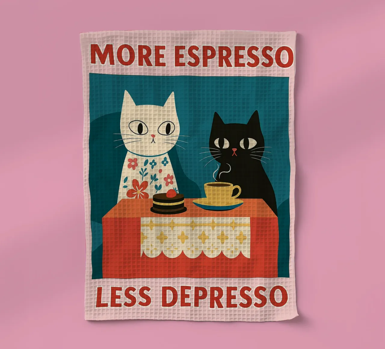 gatto più espresso meno despresso canovaccio da cucina da Avocadoz