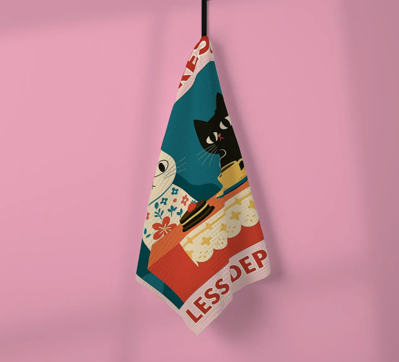 gatto più espresso meno despresso canovaccio da cucina da Avocadoz