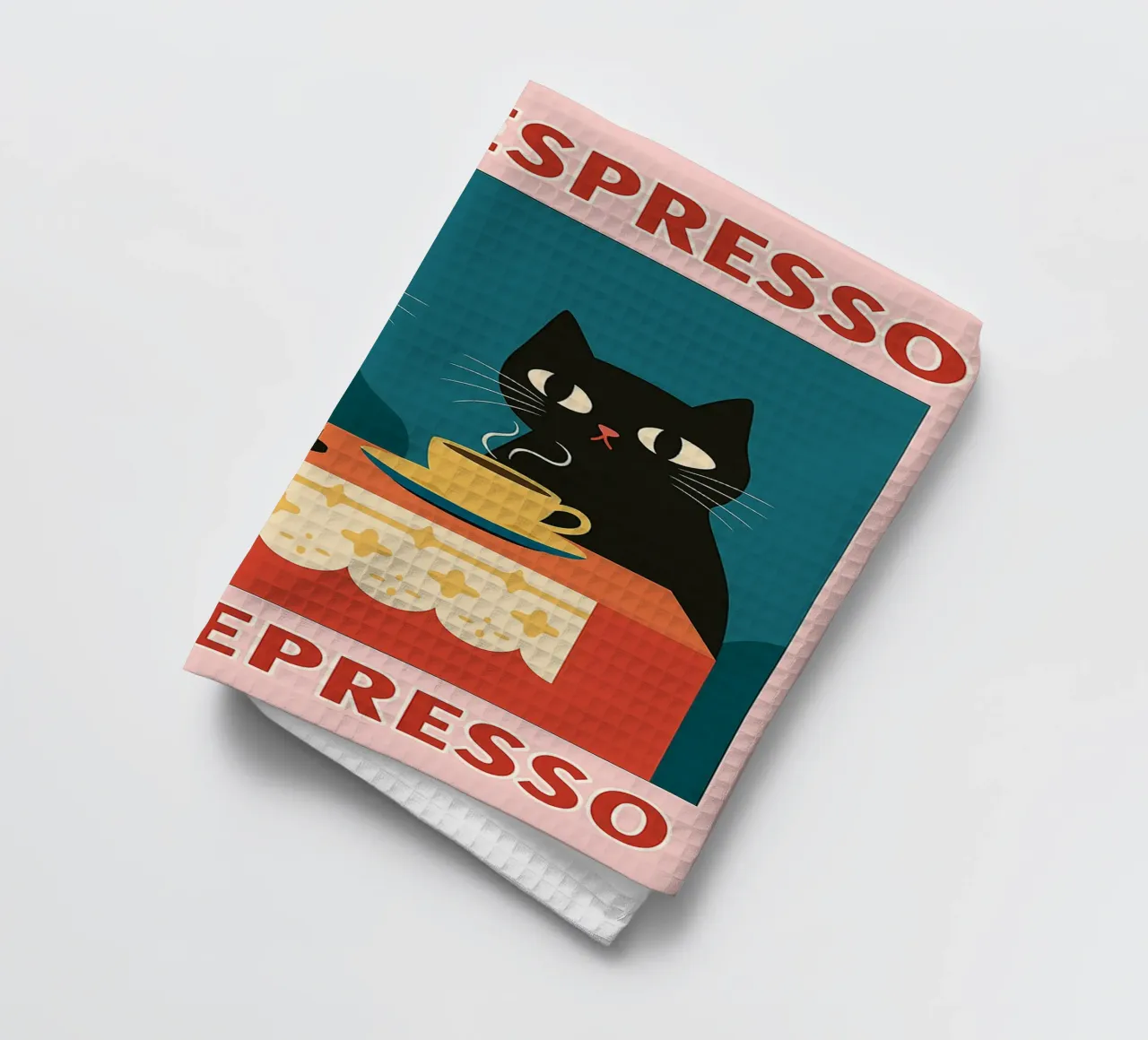 gatto più espresso meno despresso canovaccio da cucina da Avocadoz
