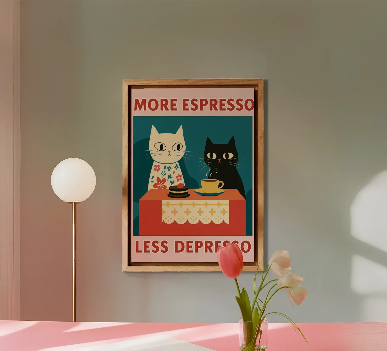 gatto più espresso meno despresso alluminio dibond da Avocadoz