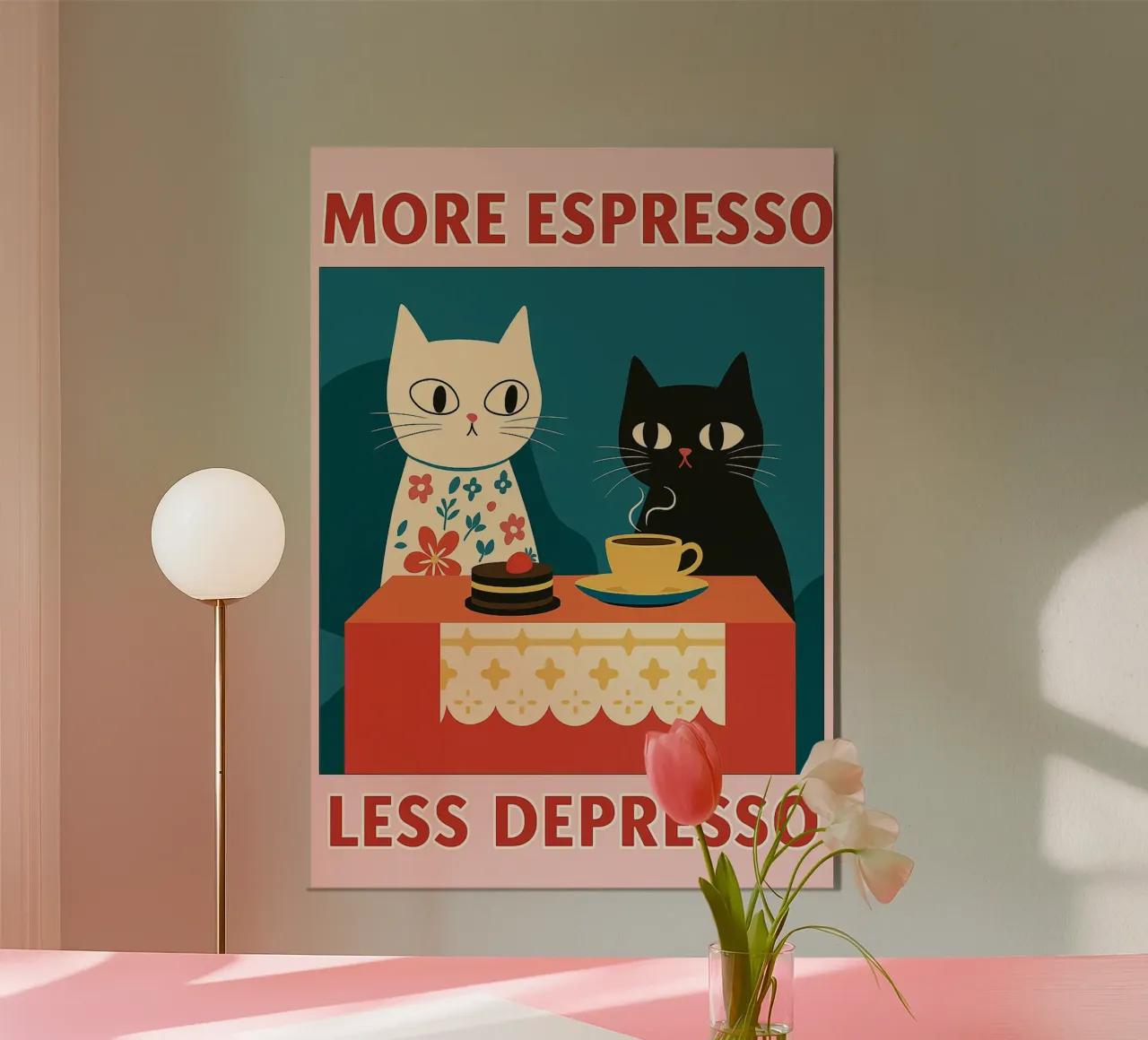 gatto più espresso meno despresso alluminio dibond da Avocadoz