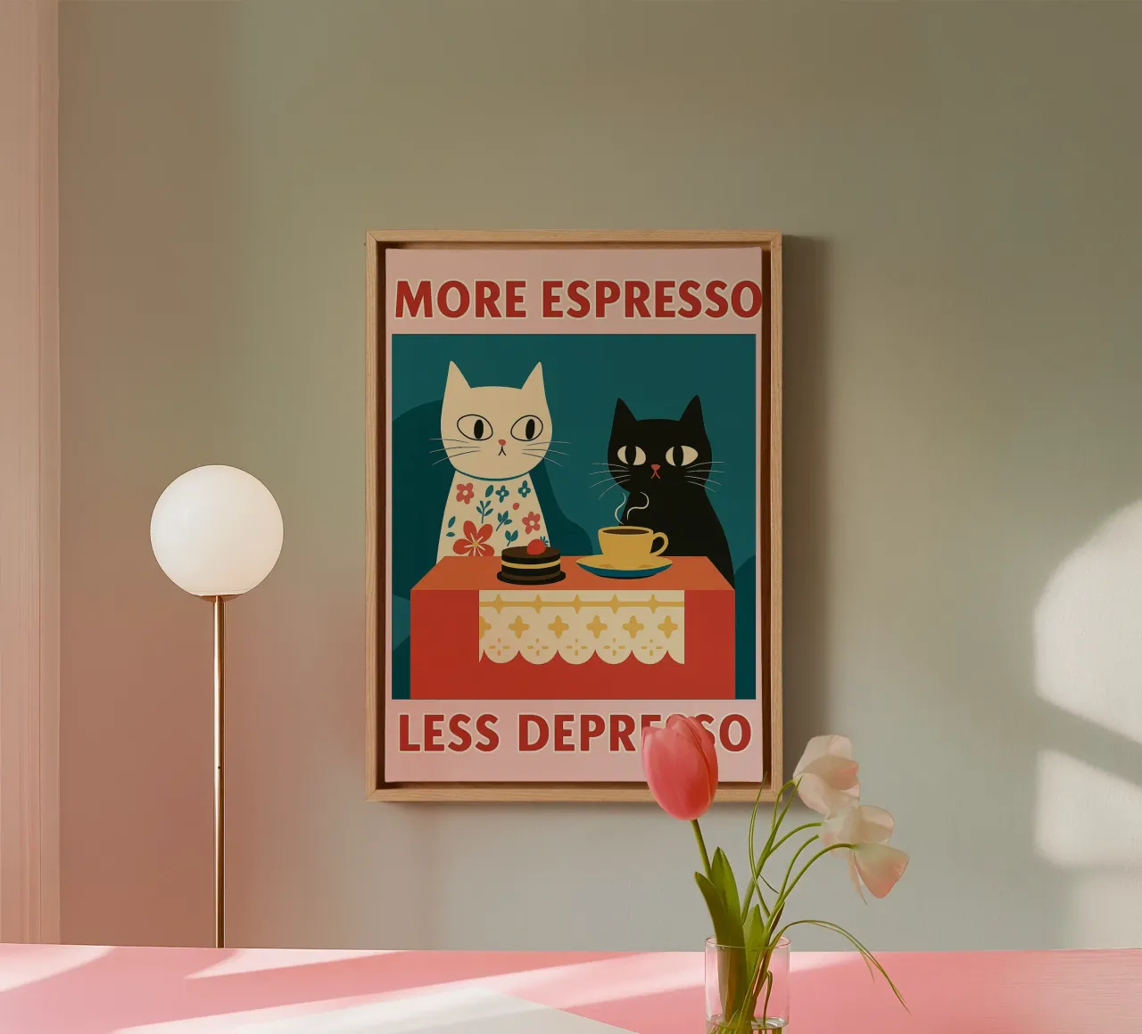 gatto più espresso meno despresso tela da Avocadoz