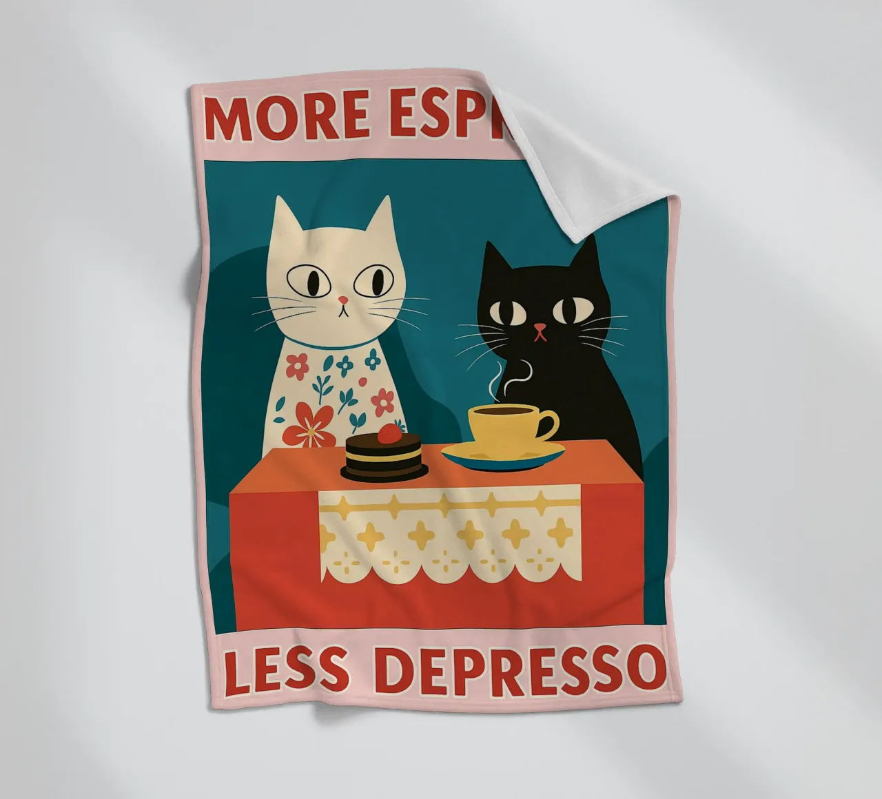 gatto più espresso meno despresso coperta in pile da Avocadoz