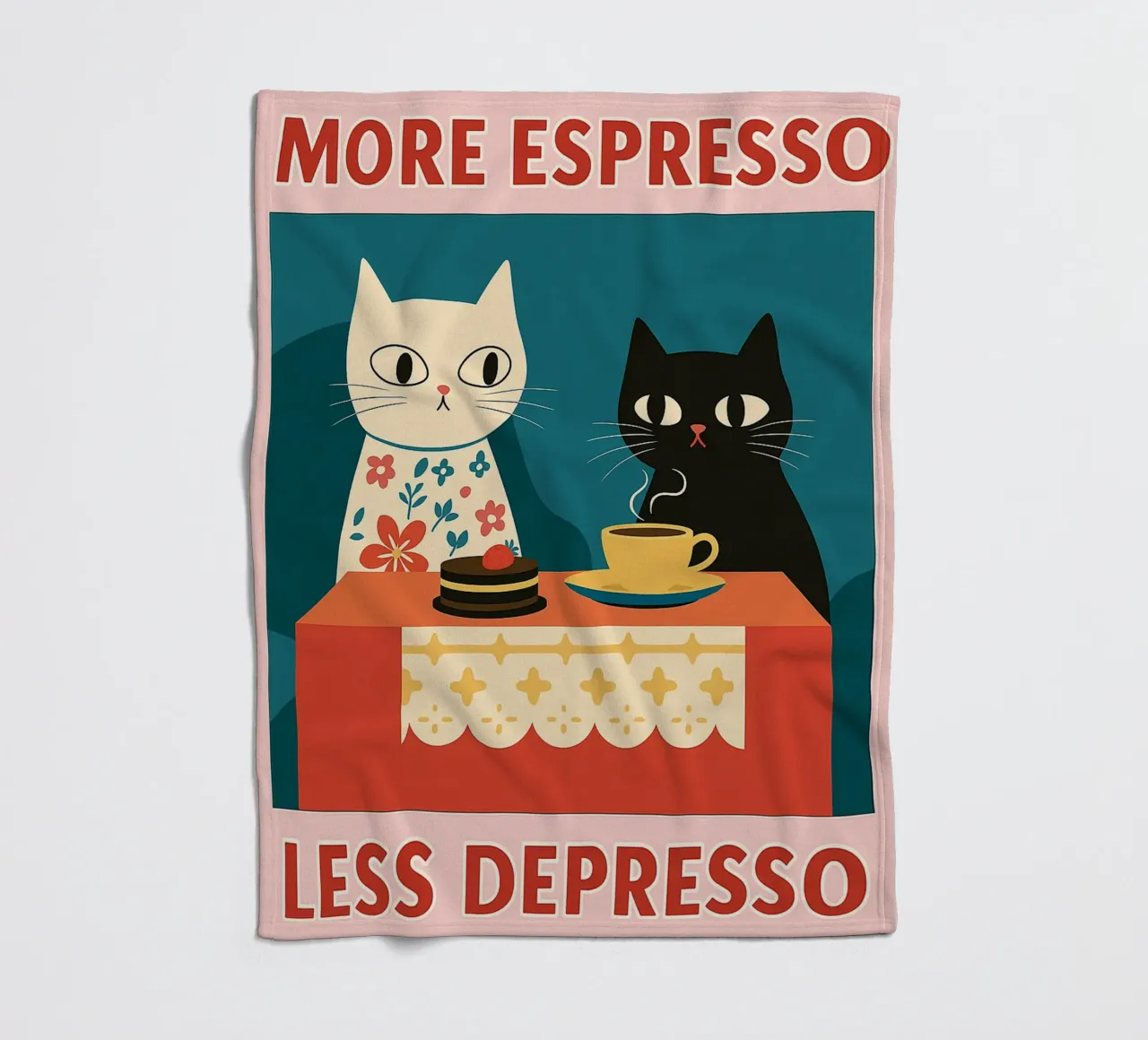 gatto più espresso meno despresso coperta in pile da Avocadoz