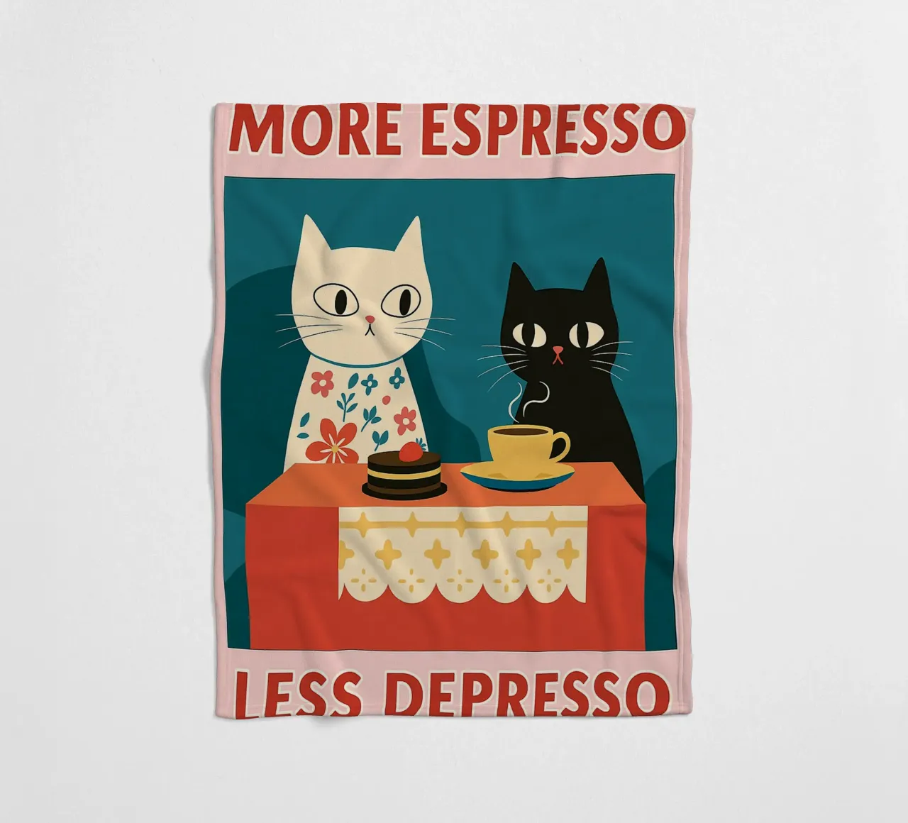 gatto più espresso meno despresso coperta in pile da Avocadoz