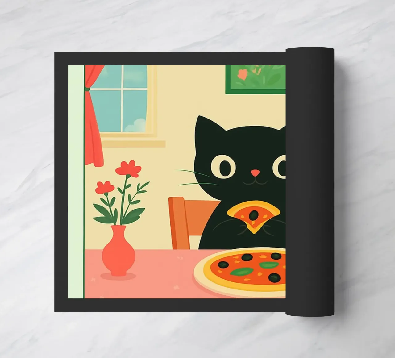 cat pizza une part par jour, c'est bien paillasson de Avocadoz
