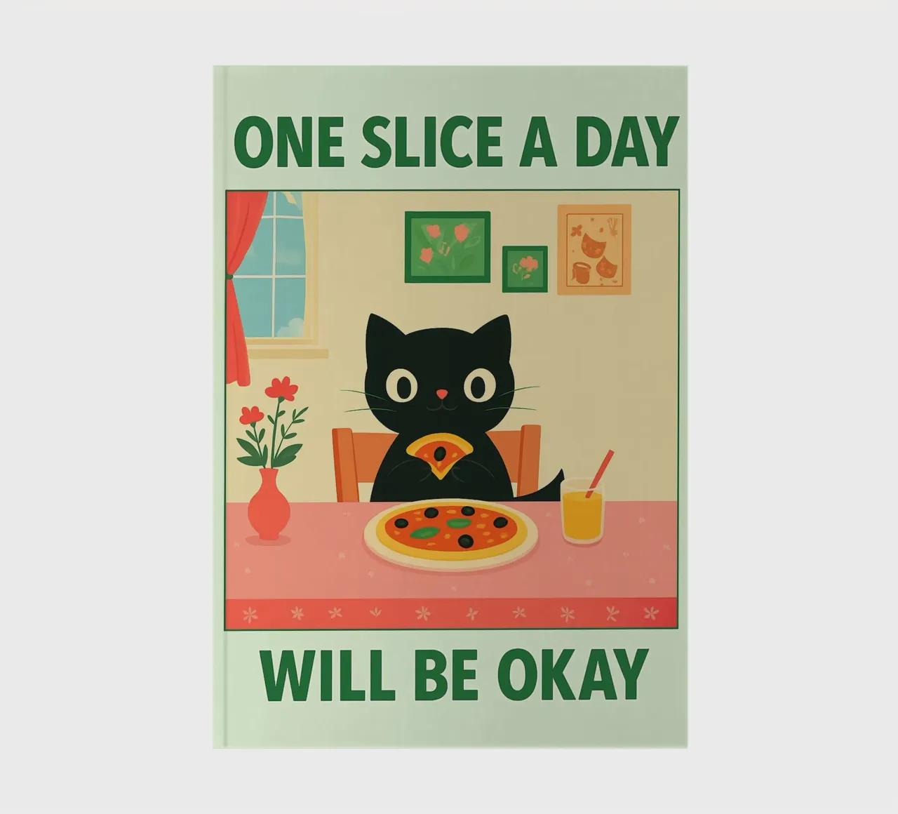 cat pizza une part par jour, c'est bien carnet de notes de Avocadoz