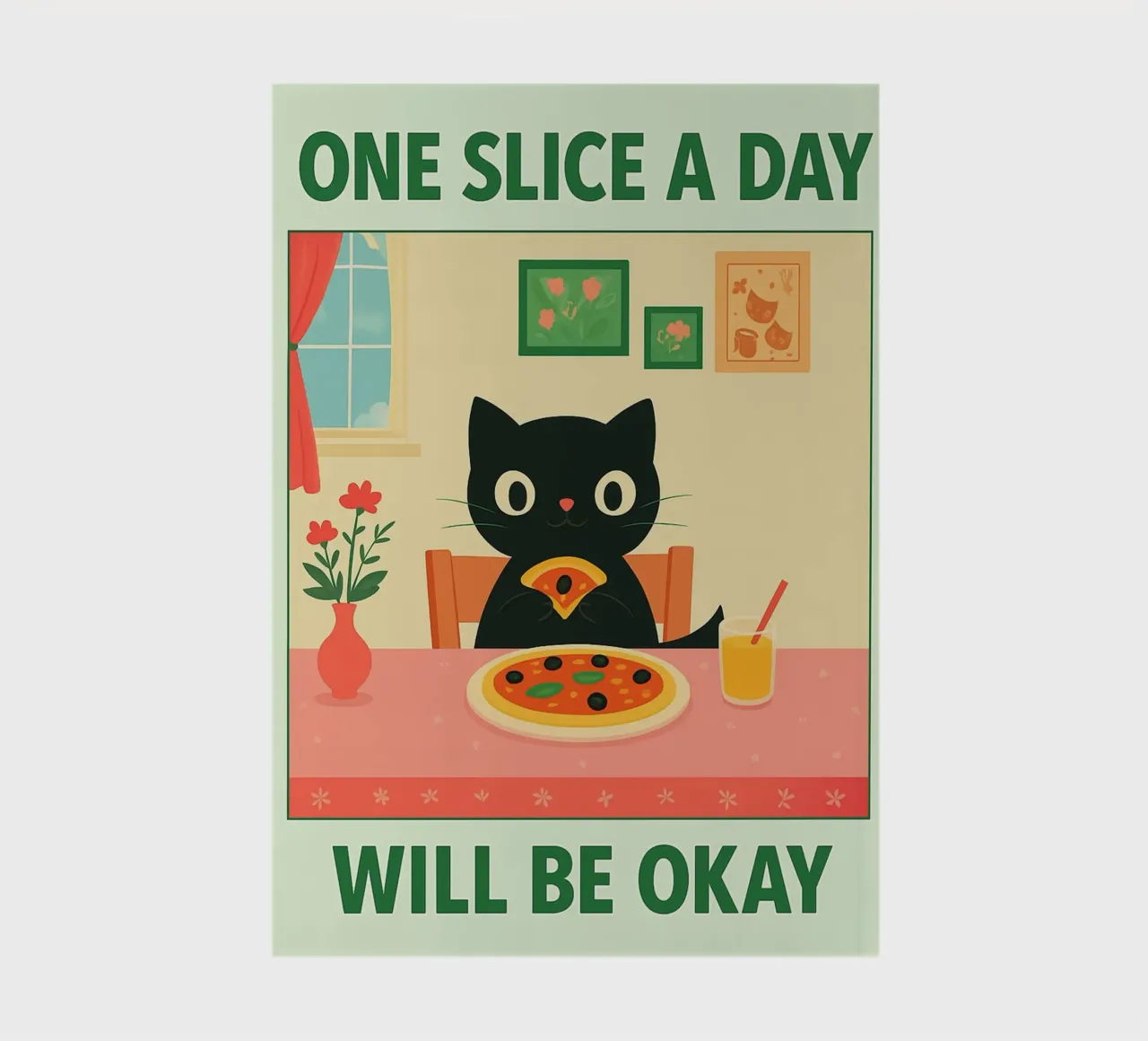 cat pizza une part par jour, c'est bien carnet de notes de Avocadoz