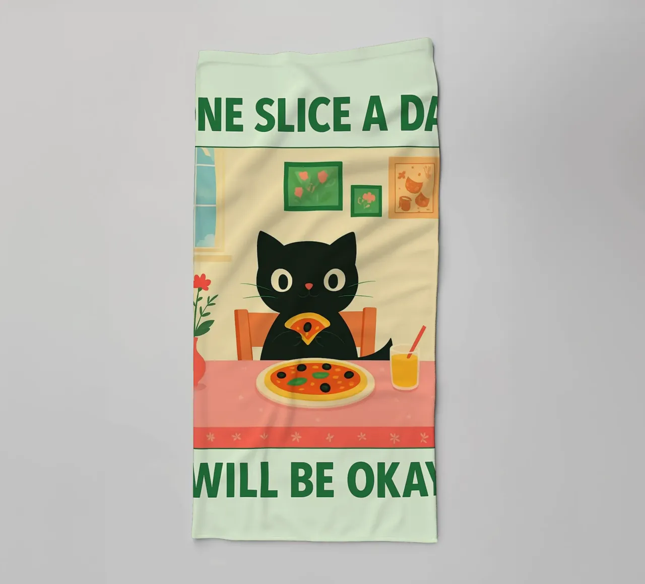 Katzenpizza - ein Stück pro Tag ist in Ordnung Handtuch von Avocadoz