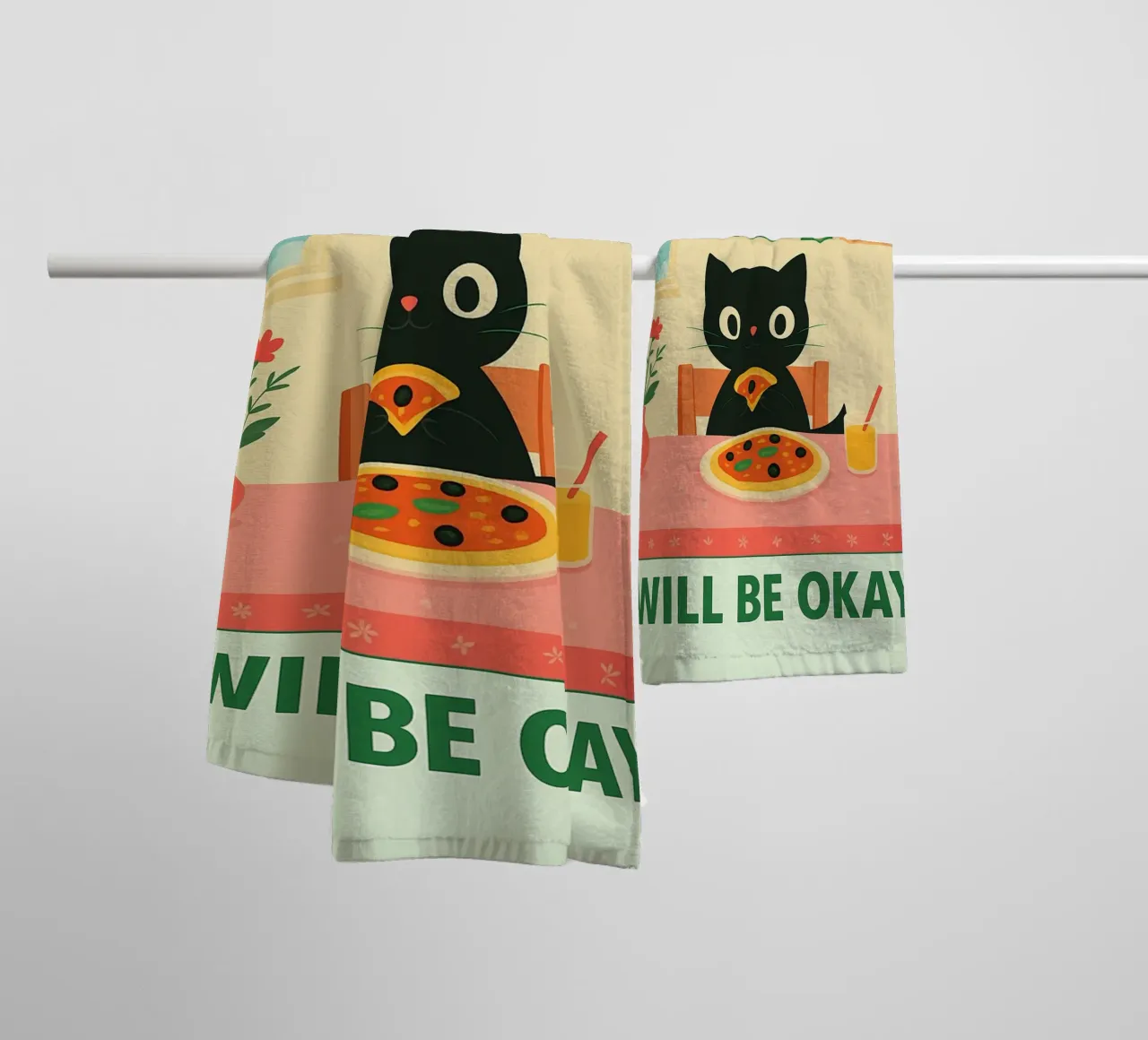 Katzenpizza - ein Stück pro Tag ist in Ordnung Handtuch von Avocadoz
