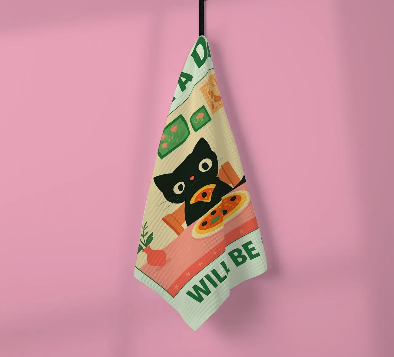 cat pizza une part par jour, c'est bien torchon de Avocadoz