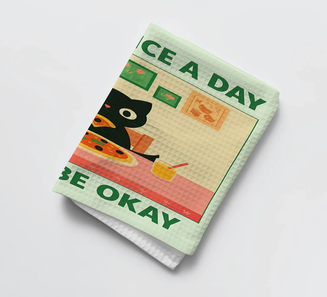 cat pizza une part par jour, c'est bien torchon de Avocadoz