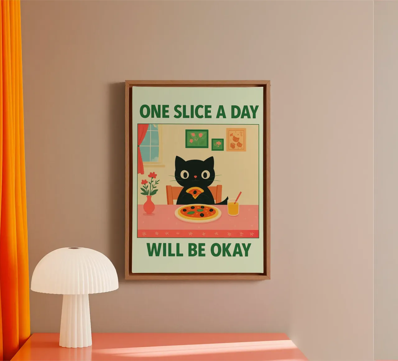 cat pizza one slice a day will be okay canvas by Avocadoz
