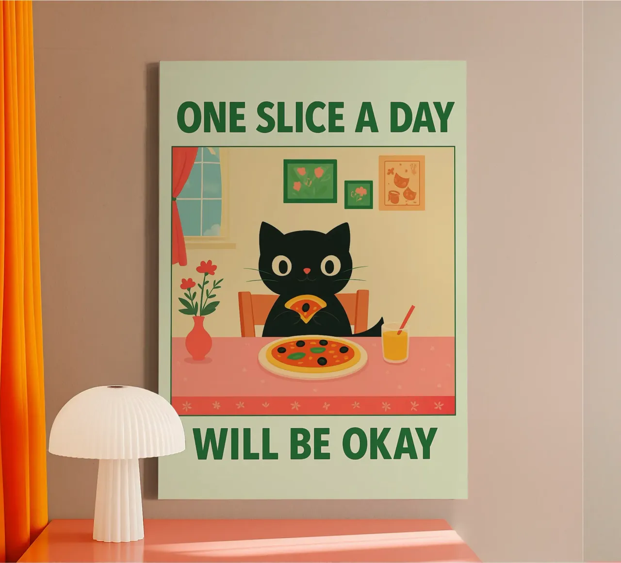 cat pizza one slice a day will be okay canvas by Avocadoz