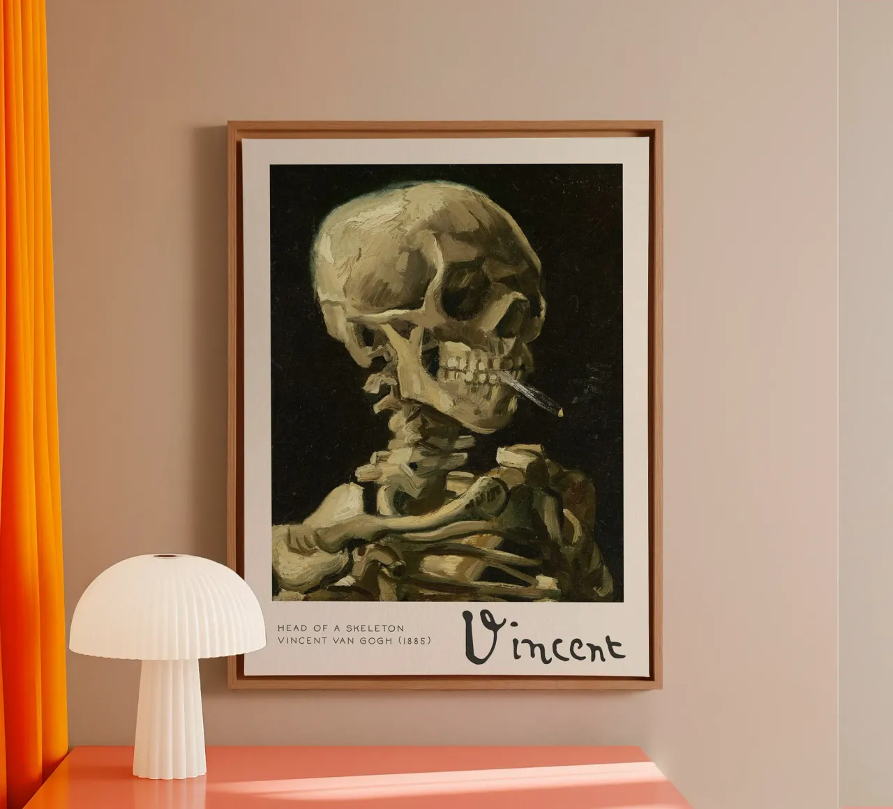 Kopf eines Skeletts mit einer brennenden Zigarette, 1885 Leinwand von Roy Terrell