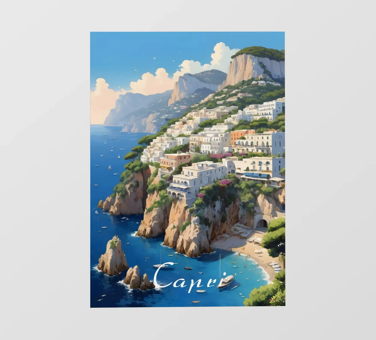 Paesaggio della costa di Capri telo in pvc da Charnwood Prints