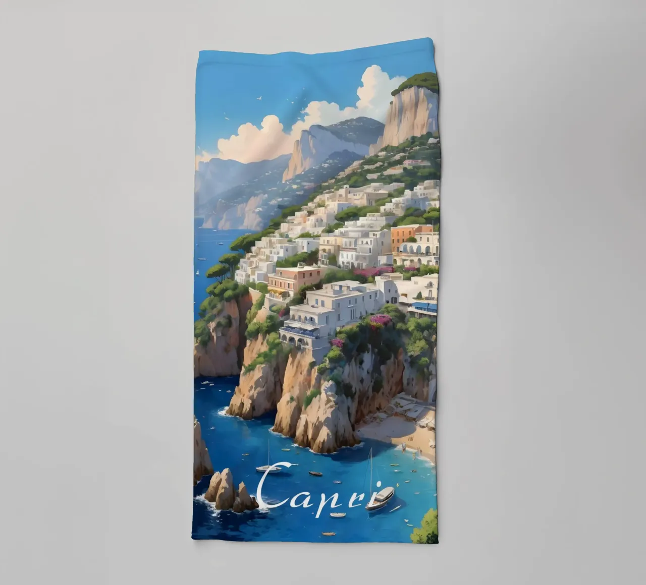 Capri Coastline Landscape towel by Charnwood Prints