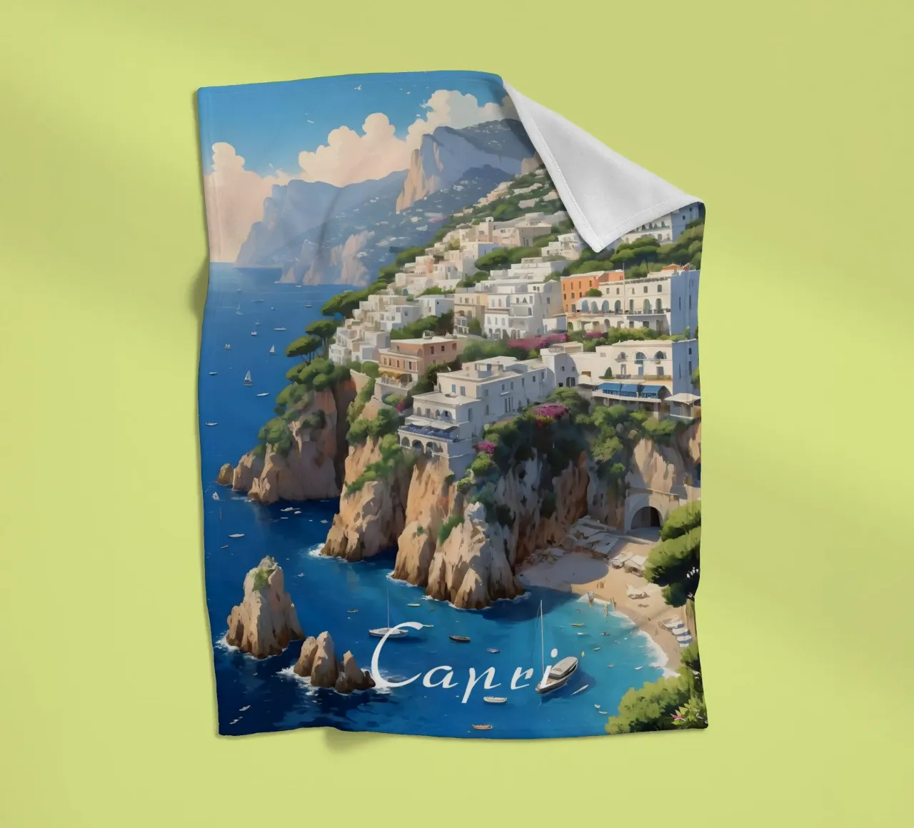 Paesaggio della costa di Capri coperta in pile da Charnwood Prints