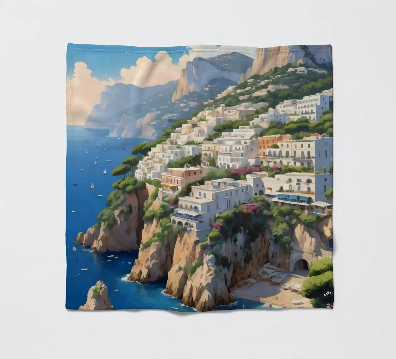Paesaggio della costa di Capri coperta in pile da Charnwood Prints