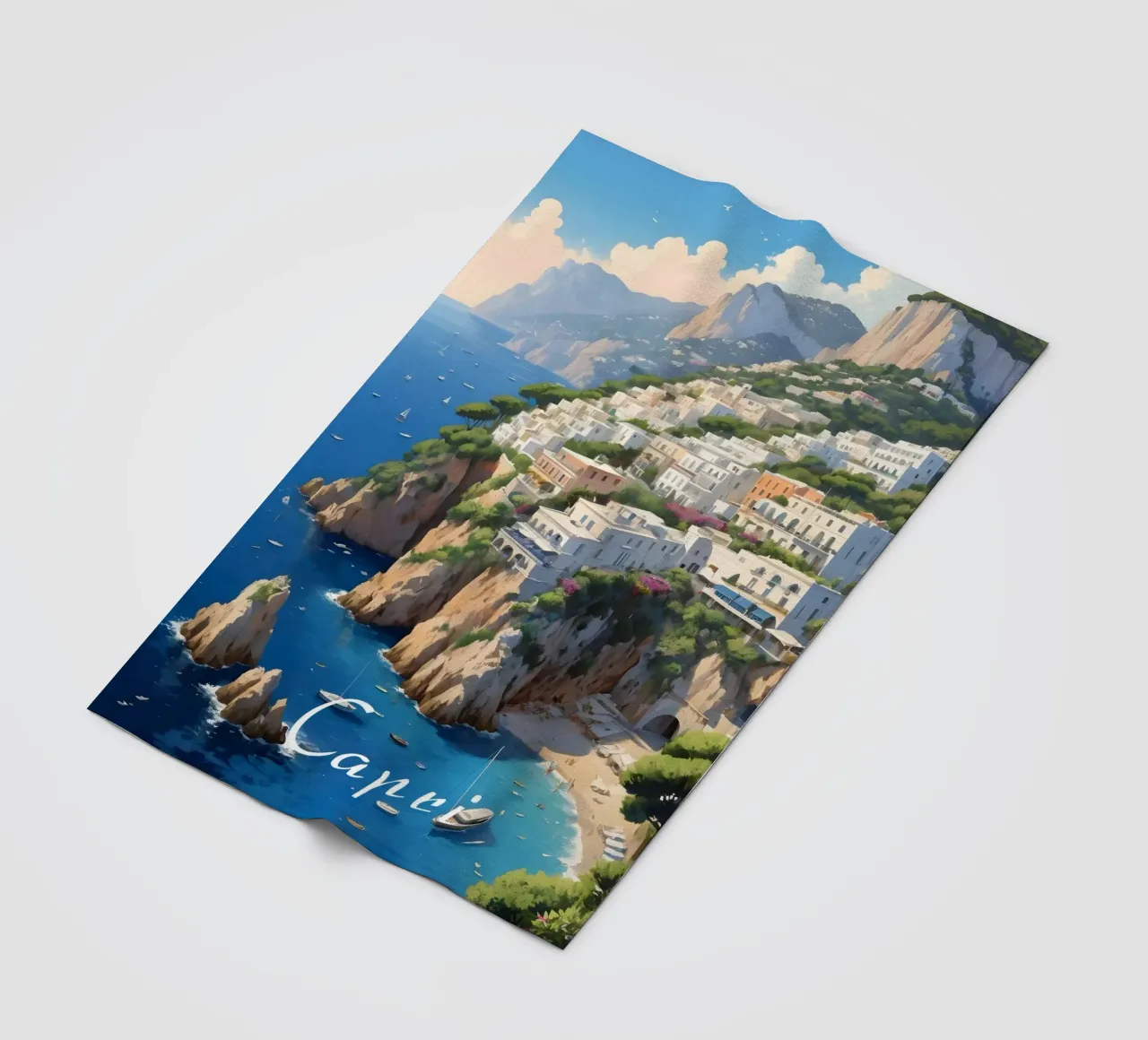 Paesaggio della costa di Capri coperta in pile da Charnwood Prints