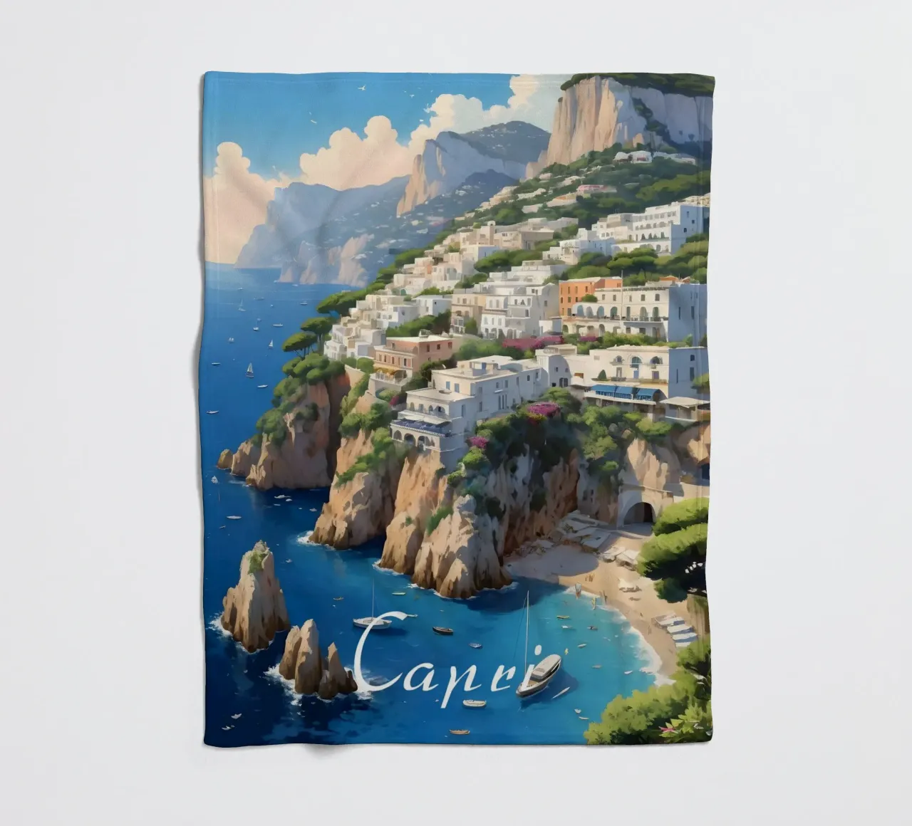 Paesaggio della costa di Capri coperta in pile da Charnwood Prints