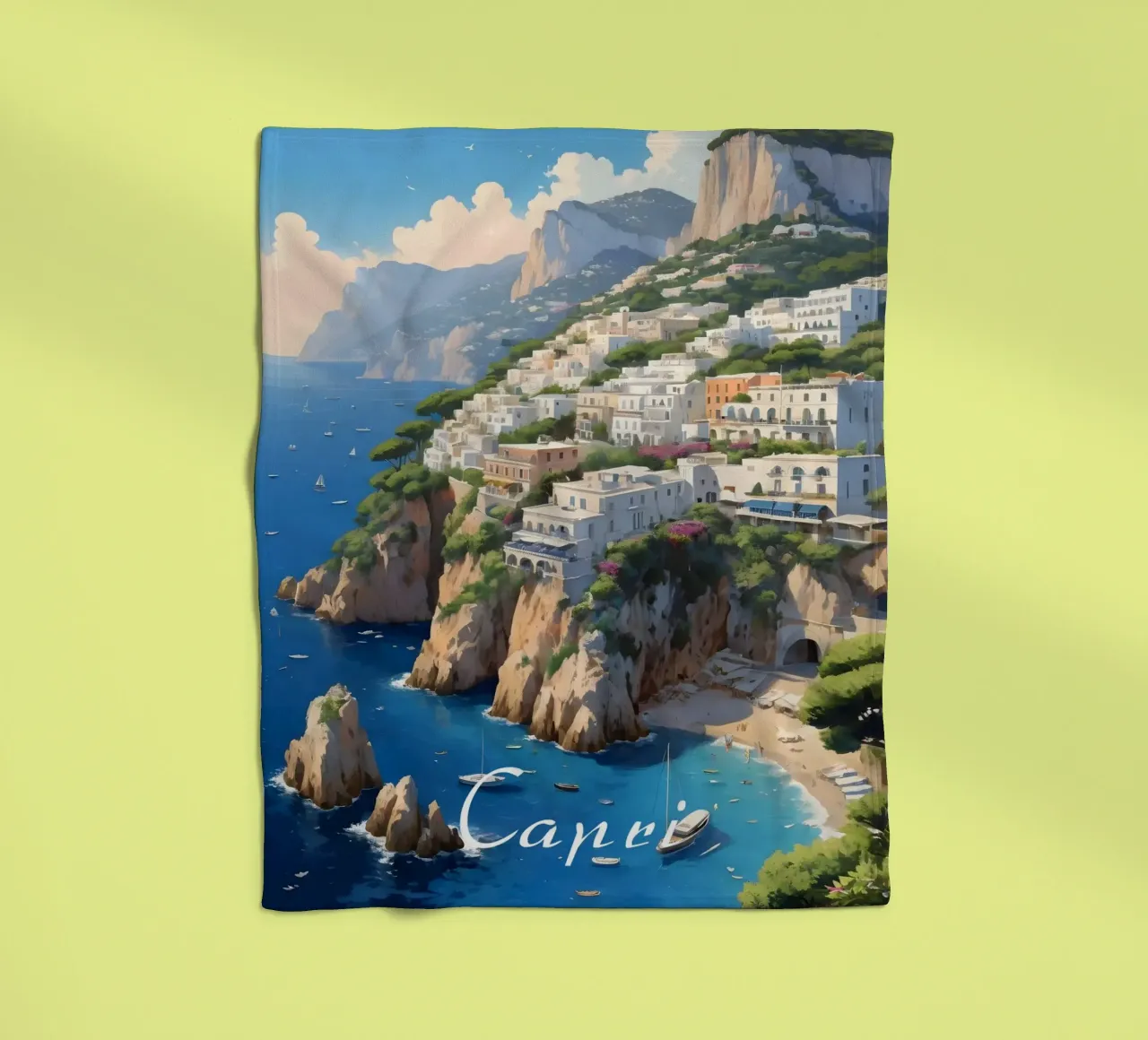 Paesaggio della costa di Capri coperta in pile da Charnwood Prints