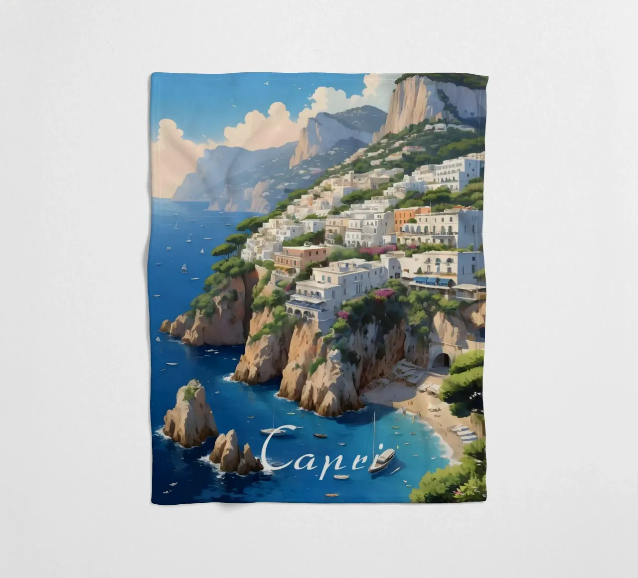 Paesaggio della costa di Capri coperta in pile da Charnwood Prints