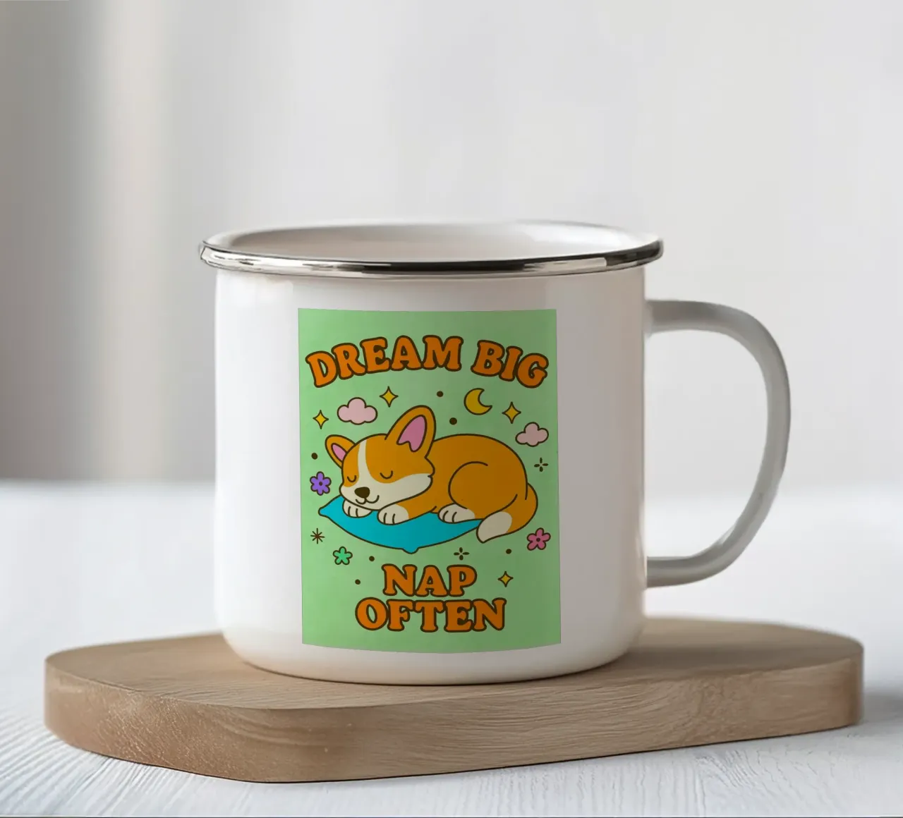sognare in grande dormire spesso gatto tazza in smalto da Avocadoz