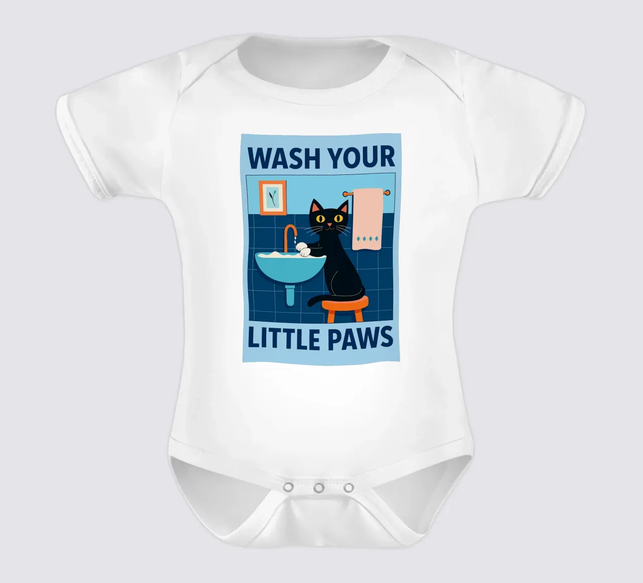 lava le tue zampette gatto body neonato maniche corte da Avocadoz