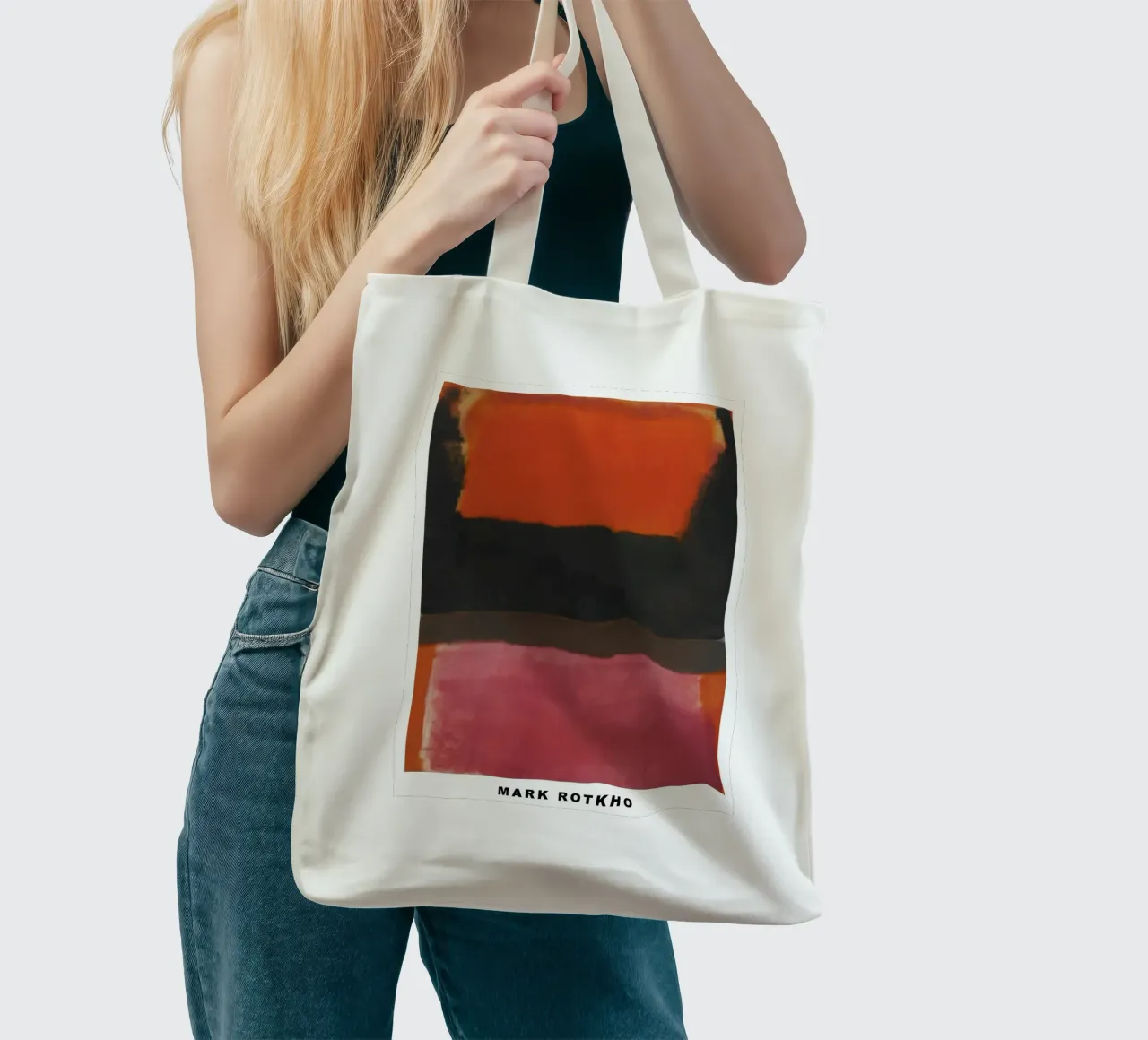 Mark Rothko n. 21 Rosso, marrone, nero e arancione borsa in juta da traveler
