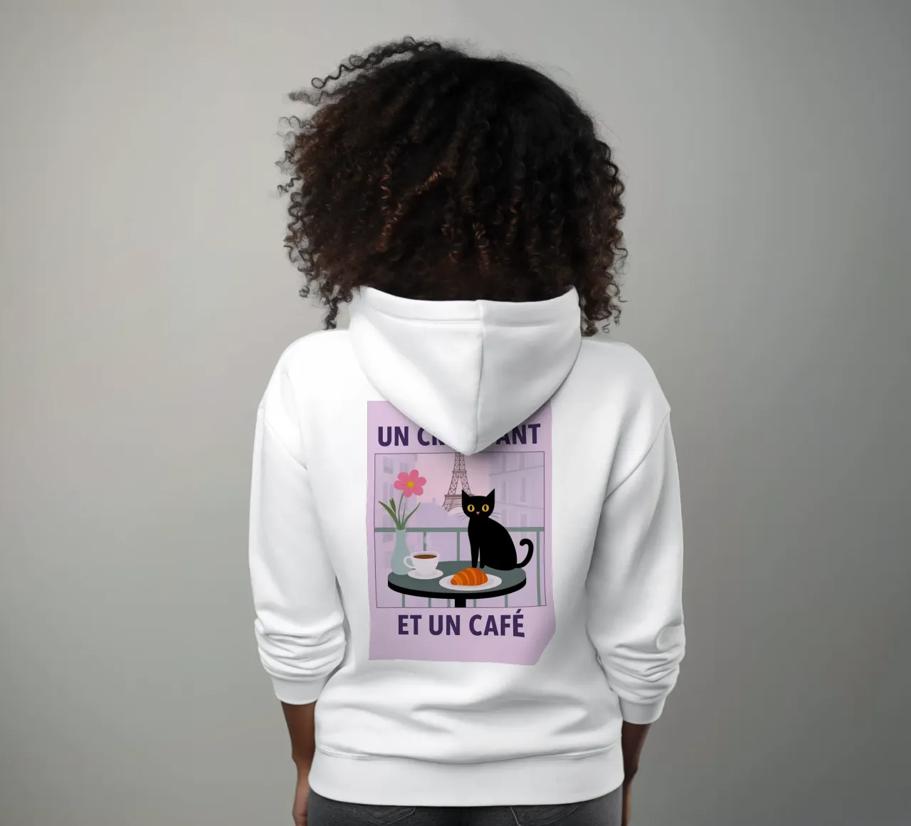 un croissantet un cafe cat sudadera con capucha de Avocadoz