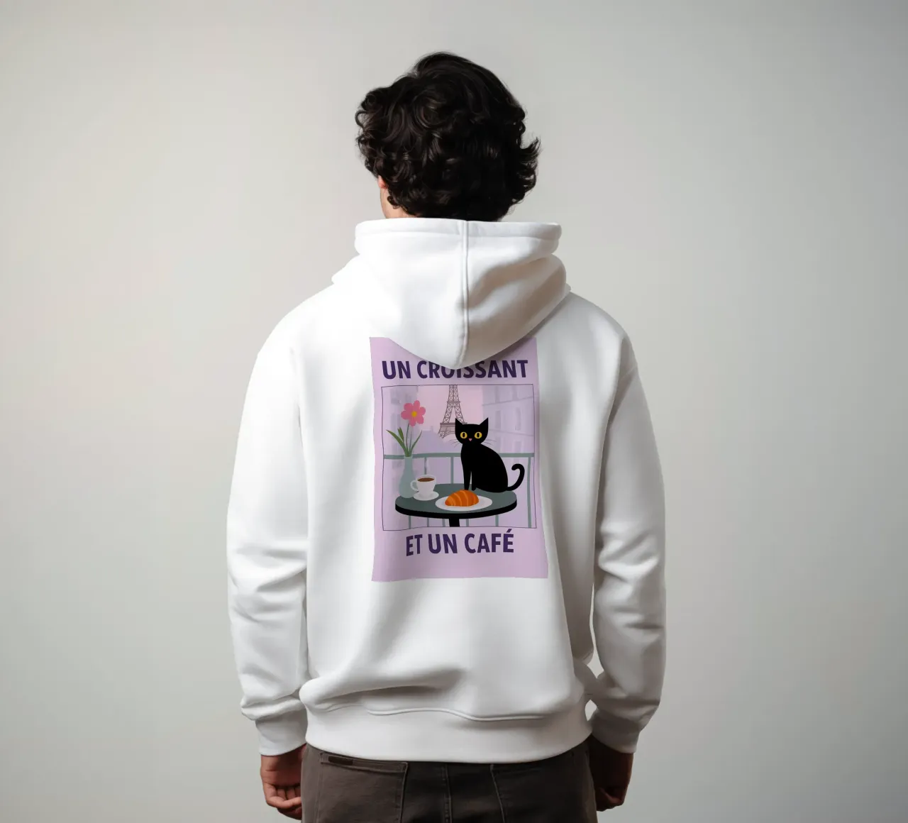 un croissantet un cafe cat sudadera con capucha de Avocadoz