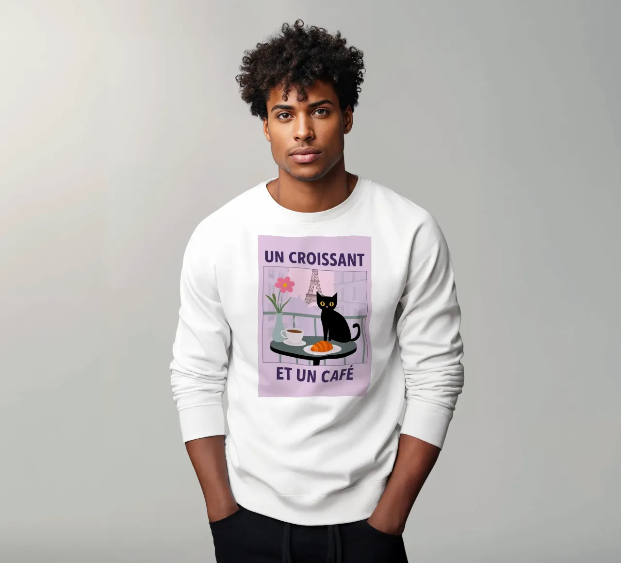 un croissantet un cafe cat sudadera de Avocadoz