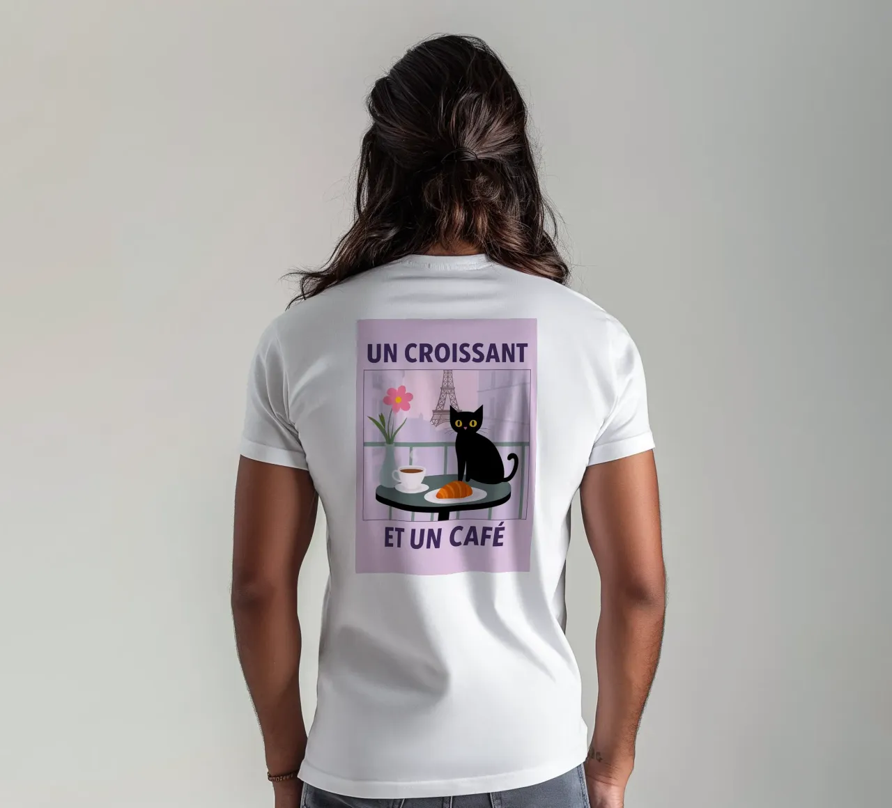un croissantet un caffè gatto t-shirt da Avocadoz