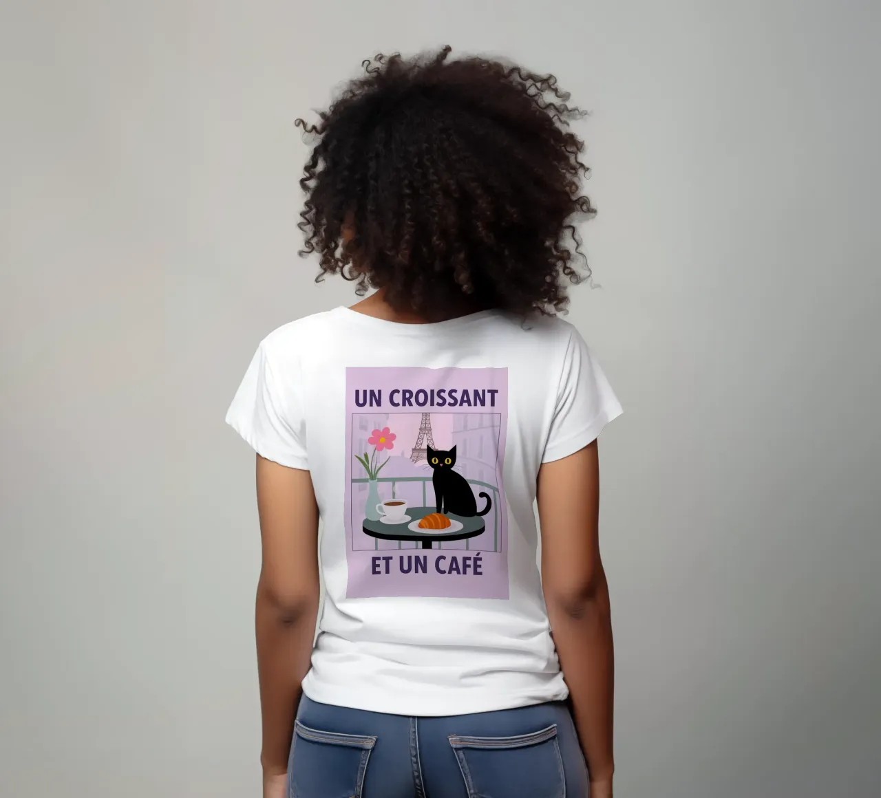un croissantet un caffè gatto t-shirt da Avocadoz